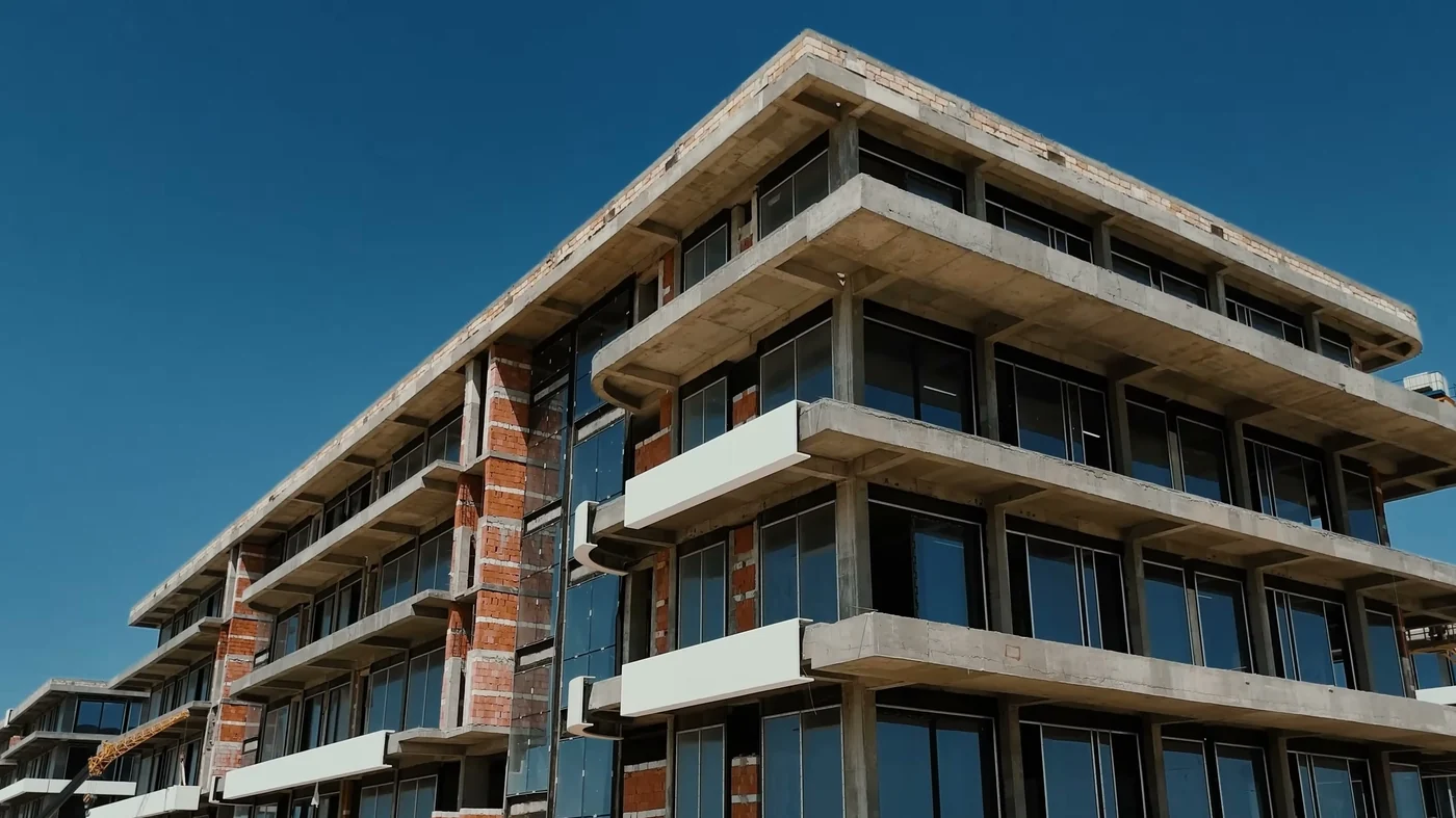 The terraces of a building on the first line